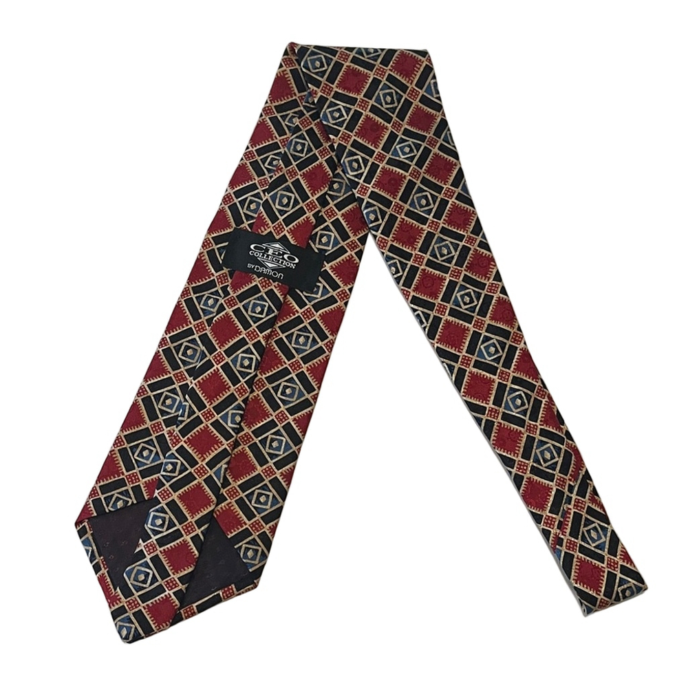 CEO Collection by Damon Red and Blue Geometric Tie - Picture 2 of 2
